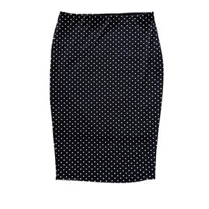 Vince Camuto Black White Polka Dot Pencil Skirt Petite PS Stretch Jersey Midi
